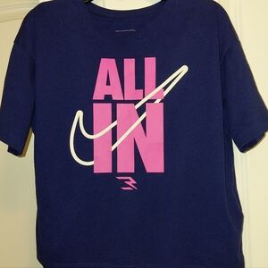 Nike Youth Girls Blue & Pink Cropped Tee Size L(12-13yrs)